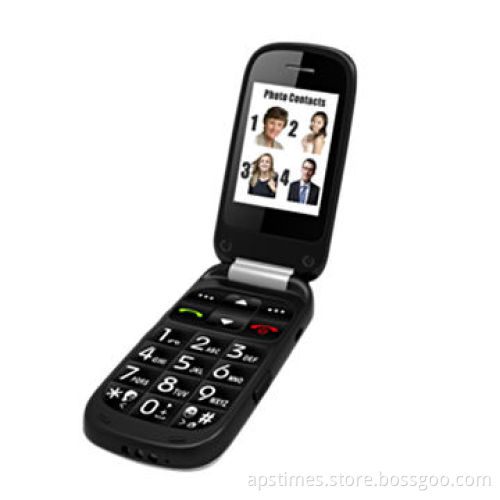 2.4-inch Clamshell Senior Phone with LED, Camera, FM Radio, Bluetooth, HAC M3/T3, SOS and Magnifier